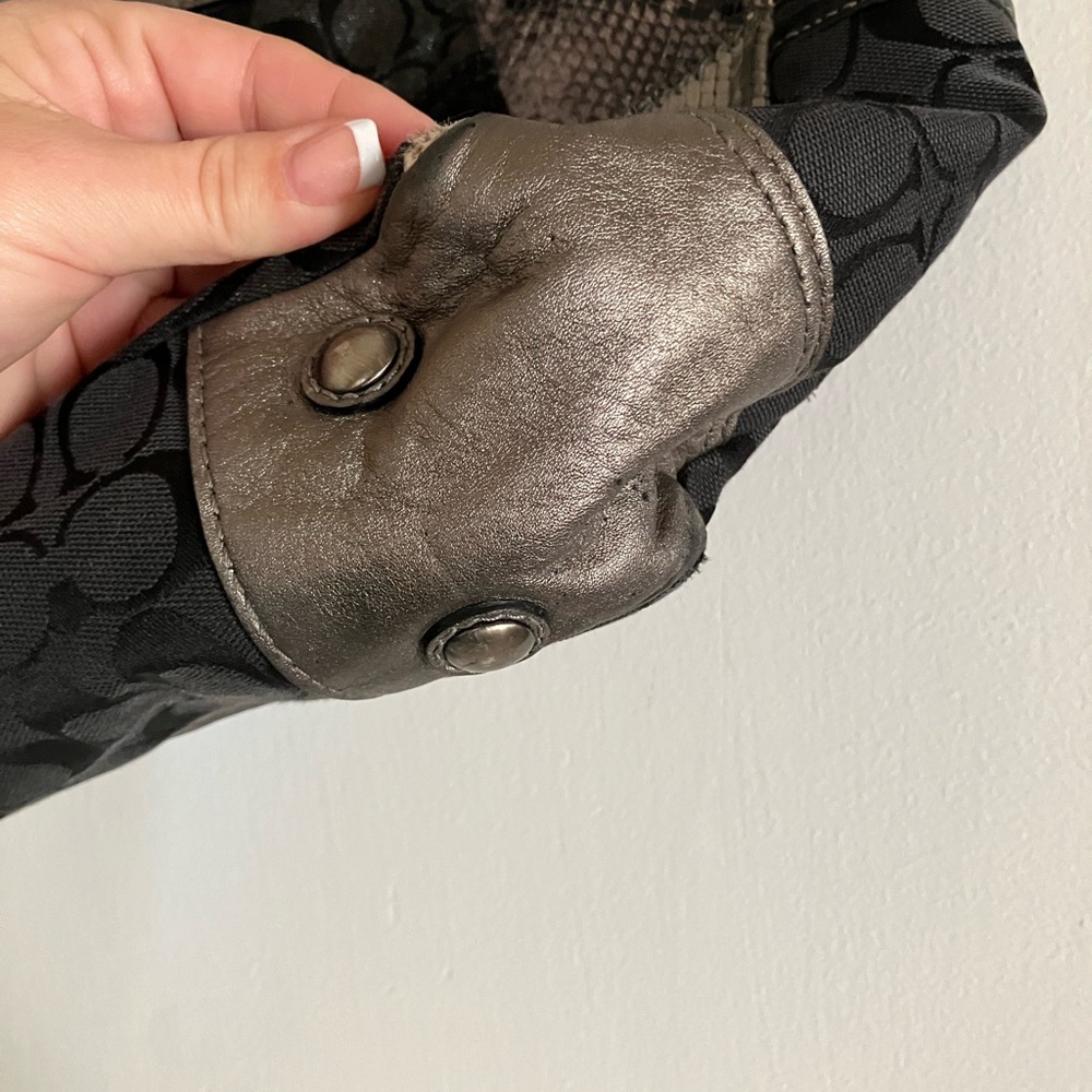 Vintage Coach Black And Gray Patchwork Shoulder B… - image 5